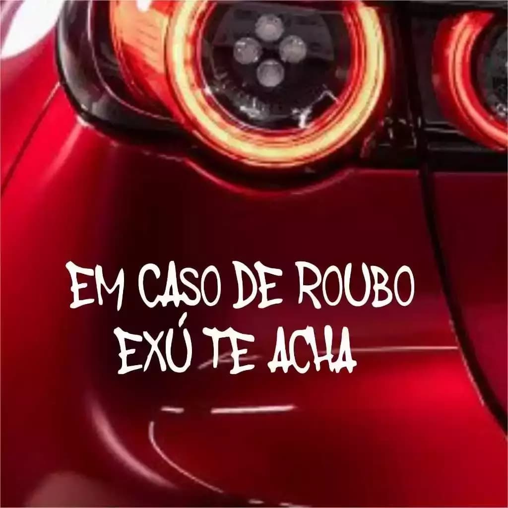 Adesivo de Carro em Caso de Roubo Exú Te Acha 20x6,5 cm