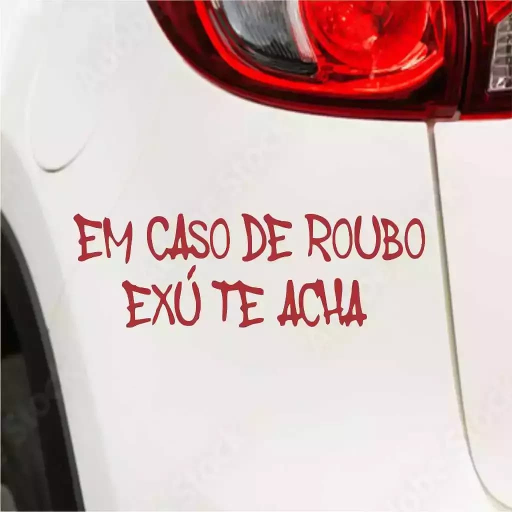 Adesivo de Carro em Caso de Roubo Exú Te Acha 20x6,5 cm 2