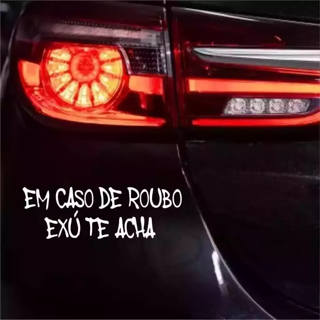 Adesivo de Carro em Caso de Roubo Exú Te Acha 20x6,5 cm 3