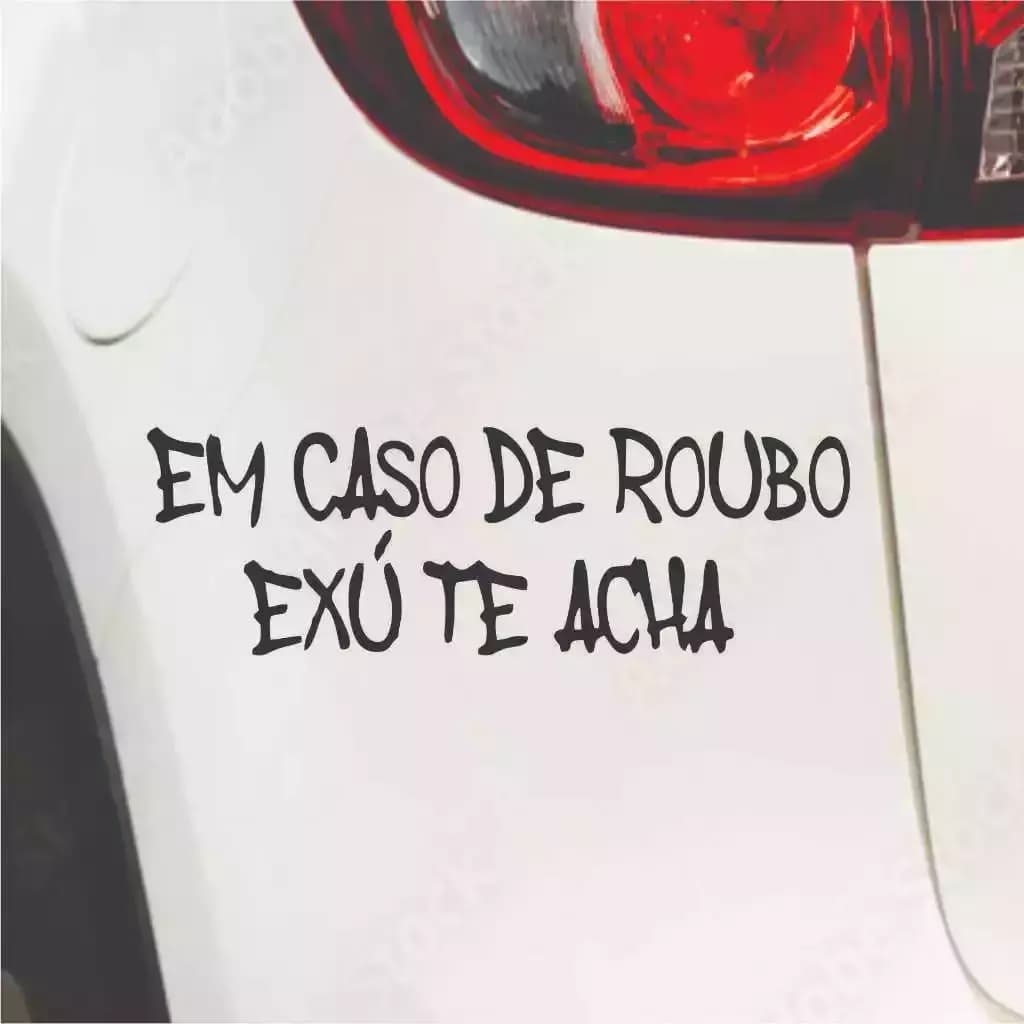 Adesivo de Carro em Caso de Roubo Exú Te Acha 20x6,5 cm 4
