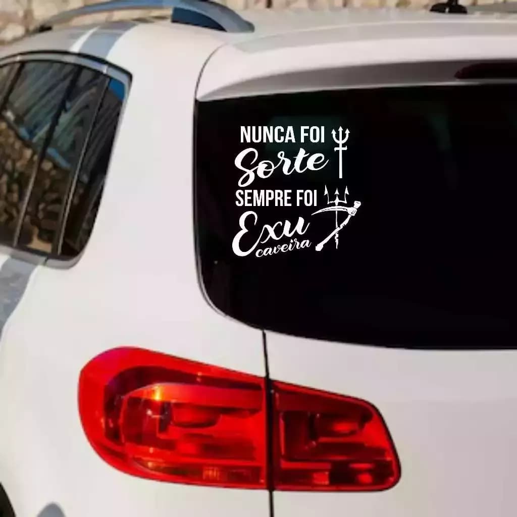 Adesivo - Nunca Foi Sorte, Sempre Foi Exu Caveira 25x20 cm