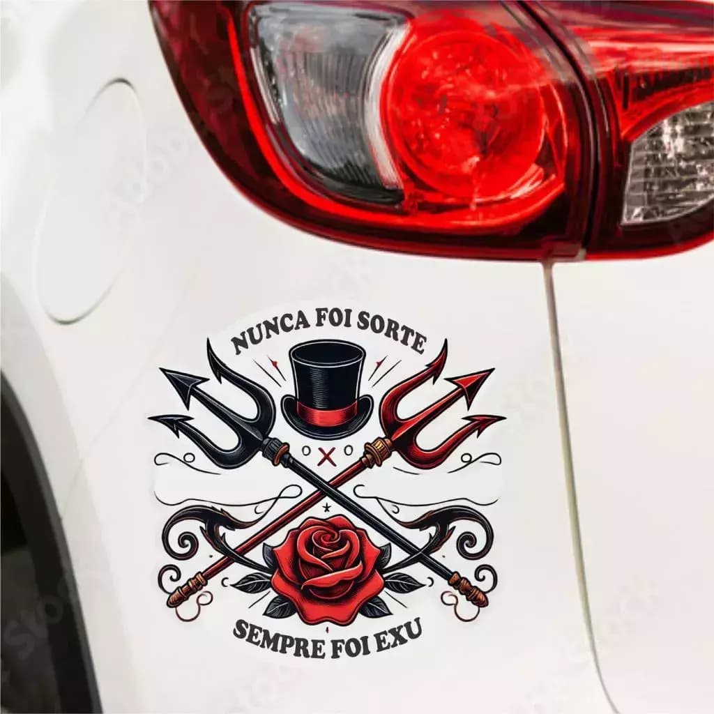 Adesivo Nunca Foi Sorte, Sempre Foi Exu 15x15cm