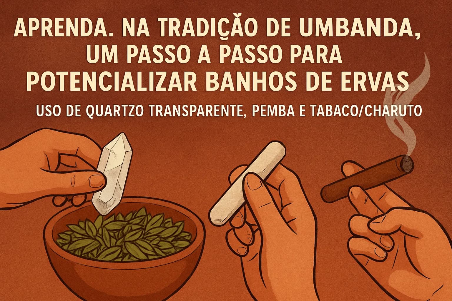 Banho de Ervas Potencializado na Umbanda: como fortalecer a energia com quartzo, pemba e charuto