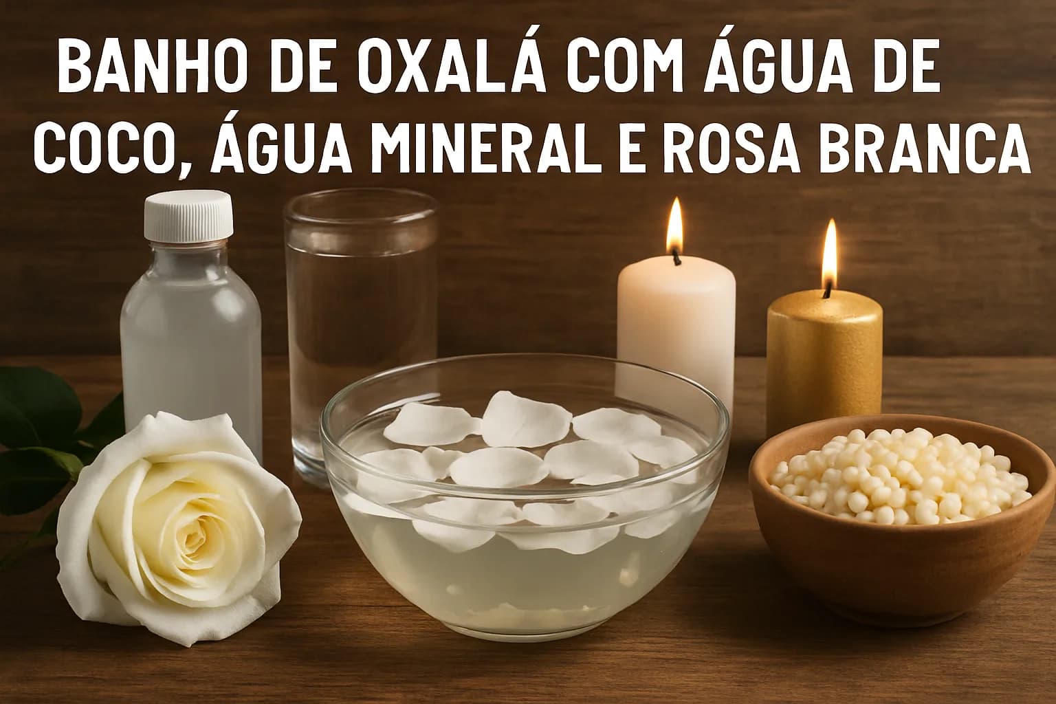 Banho de Oxalá para firmar o mental (Ori) e aliviar ansiedade: passo a passo com água de coco, rosa branca e canjica